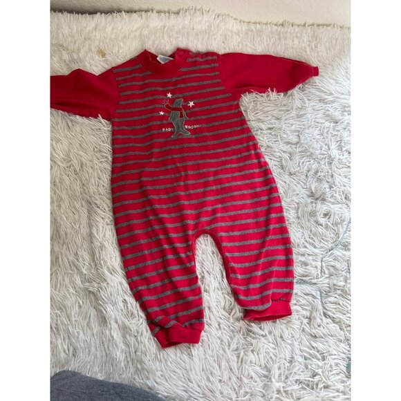 Baby B'Gosh Vintage Striped Romper Jumper Seal SOFT Gray Red Striped 18MOS - Picture 2 of 6